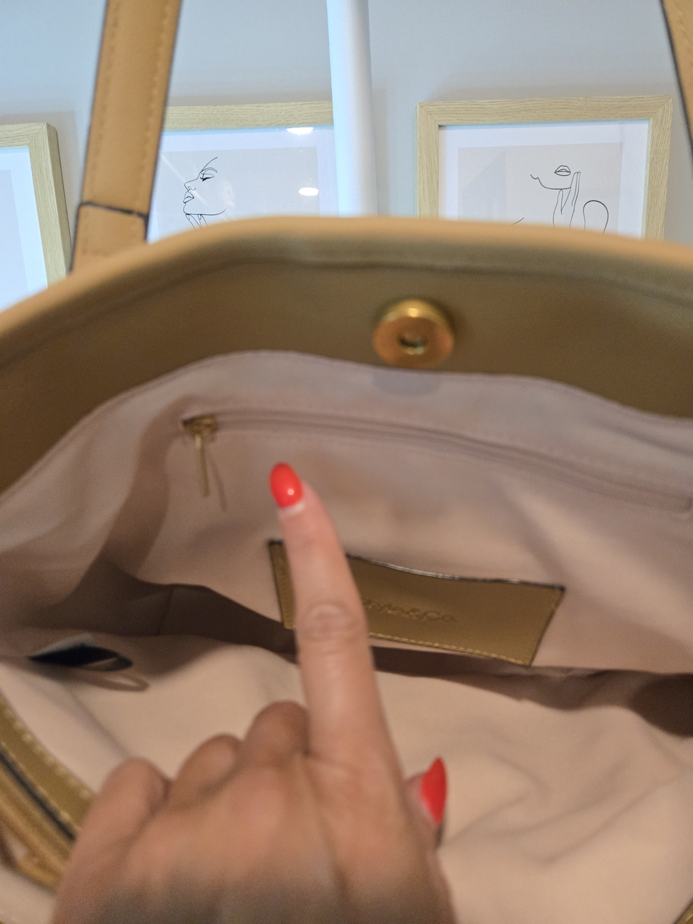 Style & Co. Natural Straw Tote with Tan Trim and Zip Pocket - Picture 11 of 16